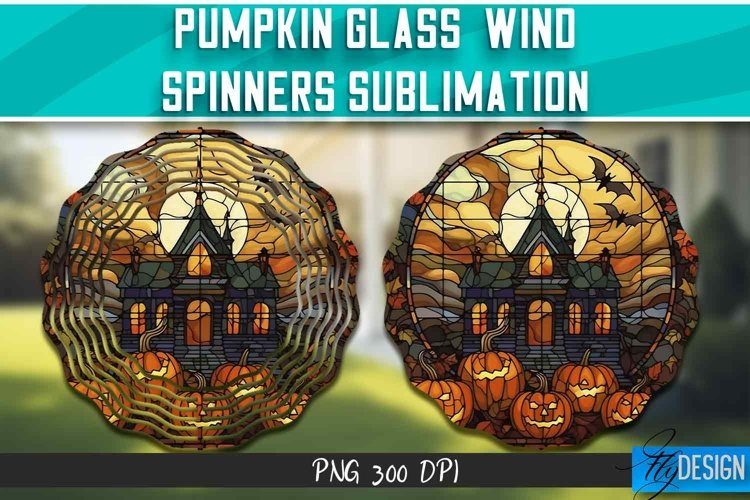 Pumpkin Glass Wind Spinner Sublimation| Halloween Pumpkin
