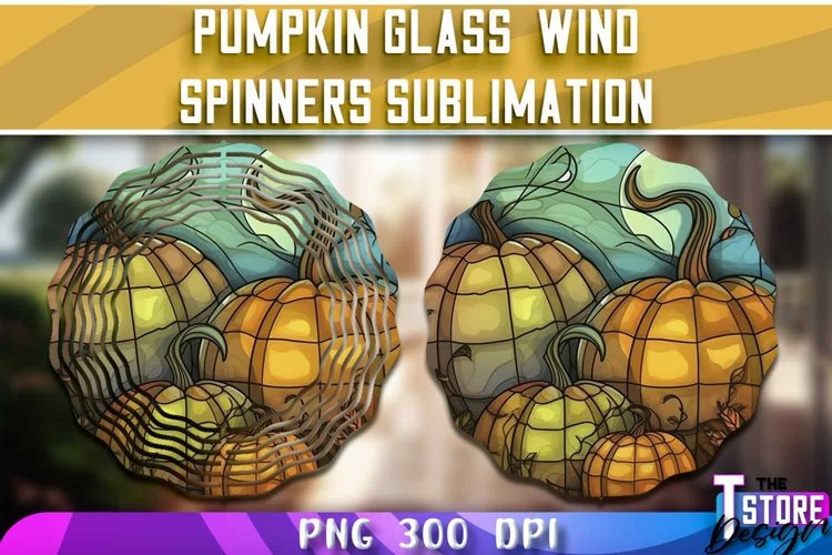 Pumpkin Glass Wind Spinners Sublimation | PNG Design