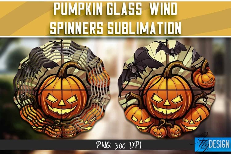 Pumpkin Glass Wind Spinner Sublimation| Halloween Pumpkin
