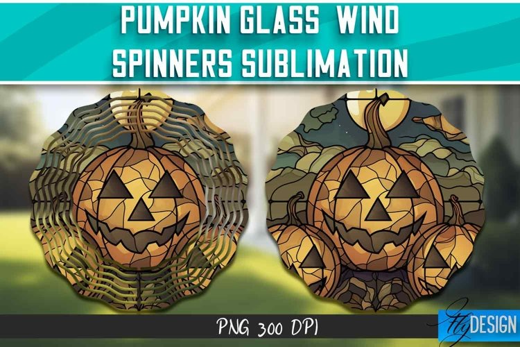 Pumpkin Glass Wind Spinner Sublimation| Halloween Pumpkin