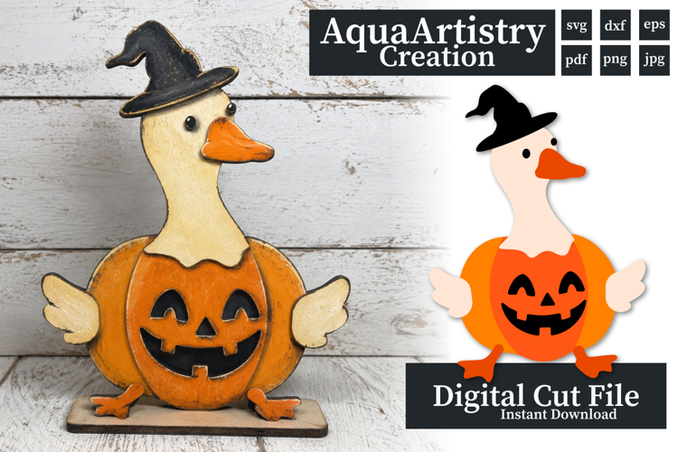 Goose Wearing Pumpkin Costume Laser Cut SVG