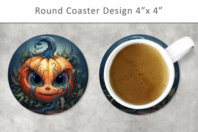 Halloween Pumpkin Round Coaster, Kitchen Decor