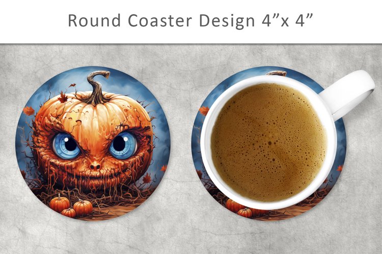 Halloween Pumpkin Round Coaster, Kitchen Decor example image 1