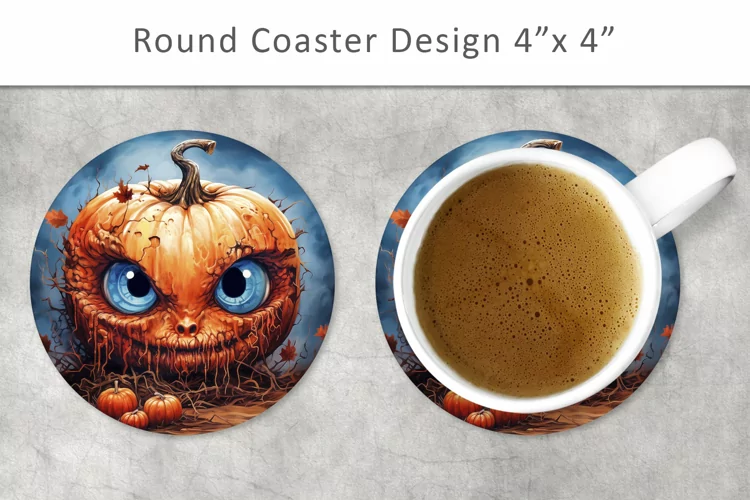 Halloween Pumpkin Round Coaster, Kitchen Decor
