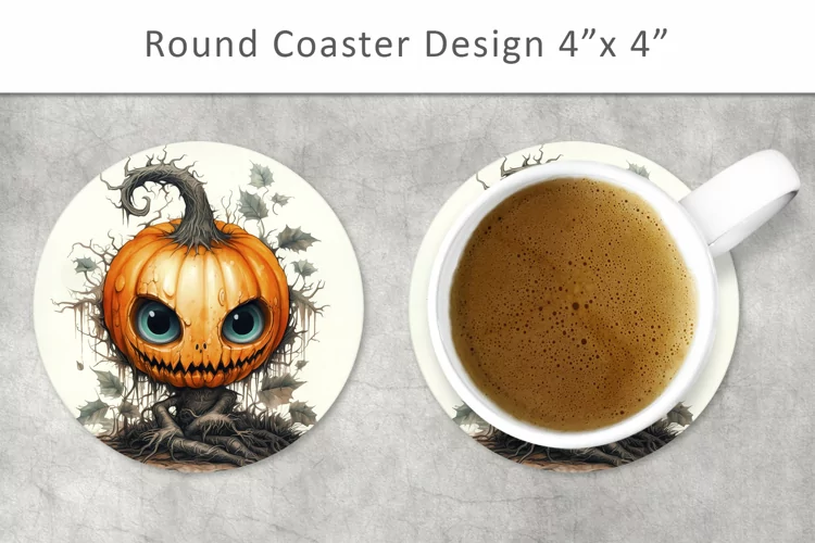 Halloween Pumpkin Round Coaster, Kitchen Decor