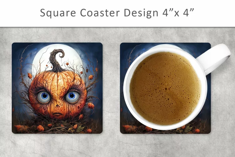 Halloween Pumpkin Square Coaster