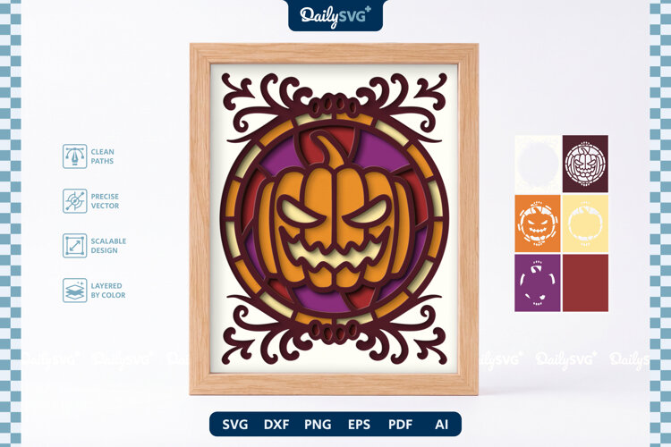 Halloween Vintage Frame Shadow Box SVG Gothic Layered example image 1