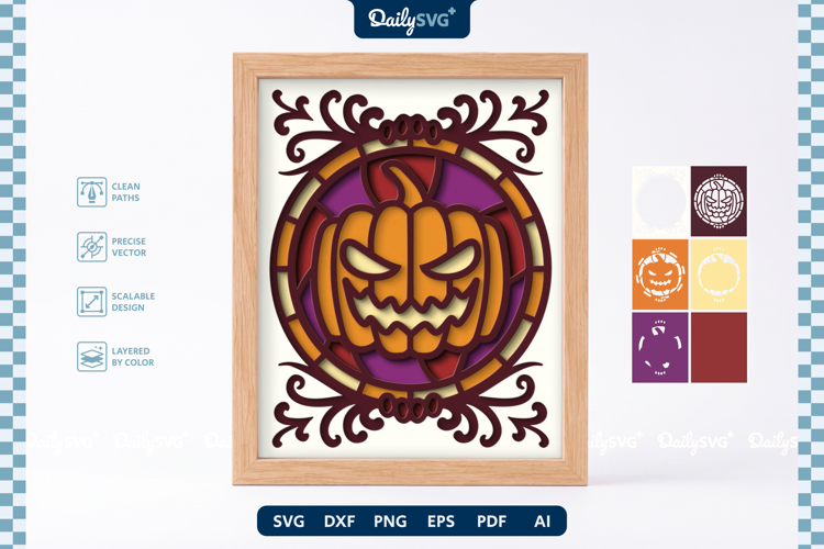 Halloween Vintage Frame Shadow Box SVG Gothic Layered