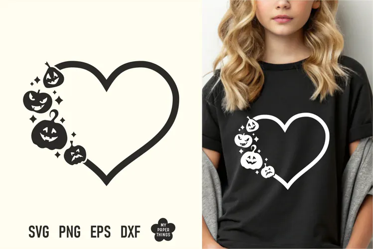 Pumpkin Heart SVG - Spooky Halloween Cut File