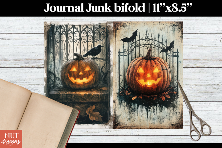 Vintage Halloween Pumpkin Journal Bifold Halloween ephemera