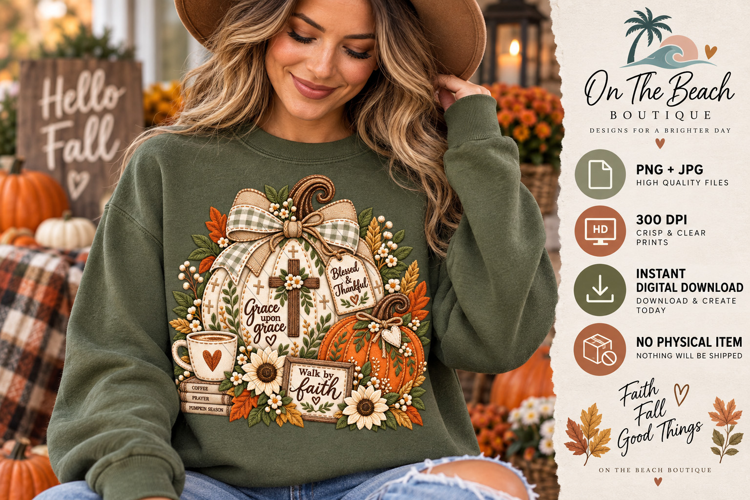 Christian Fall Pumpkin PNG Grace Jesus