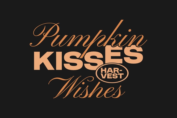 Pumpkin Kisses Autumn Typography T-shirt Design
