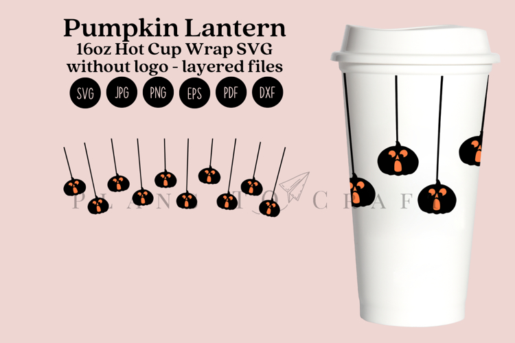 Pumpkin Lantern Halloween 16oz Hot Cup Tumbler Wrap SVG