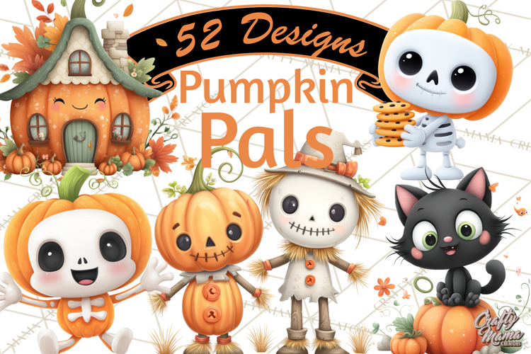 Pumpkin Skeletons Clipart PNG, Cute Halloween Clipart