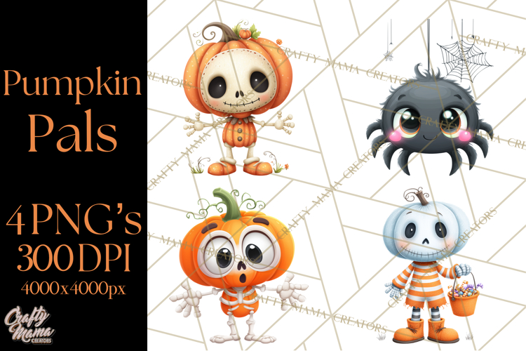Pumpkin Skeletons Clipart PNG, Cute Halloween Clipart