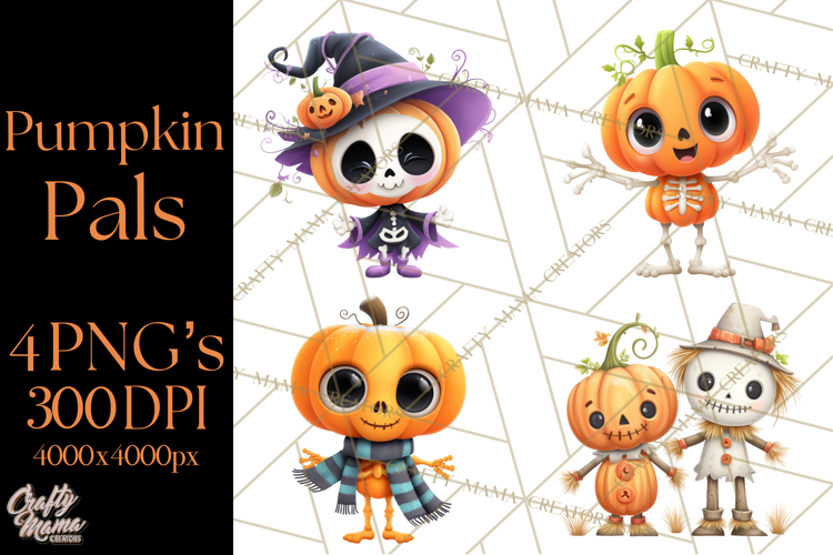 Pumpkin Skeletons Clipart PNG, Cute Halloween Clipart