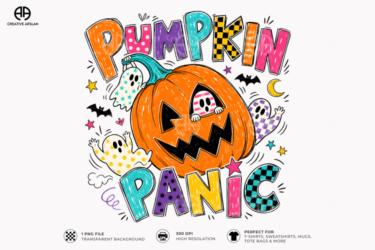 Pumpkin Panic Clipart PNG - Funny Pumpkin Halloween Shirt