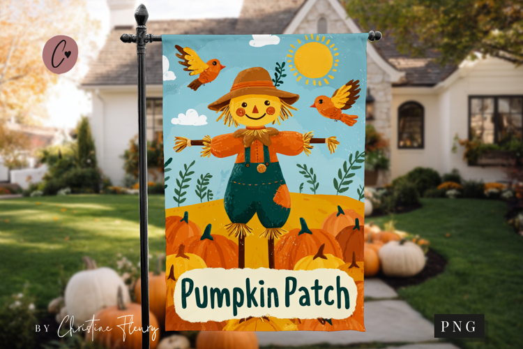 Cute Pumpkin Patch Garden Flag Sublimation Design