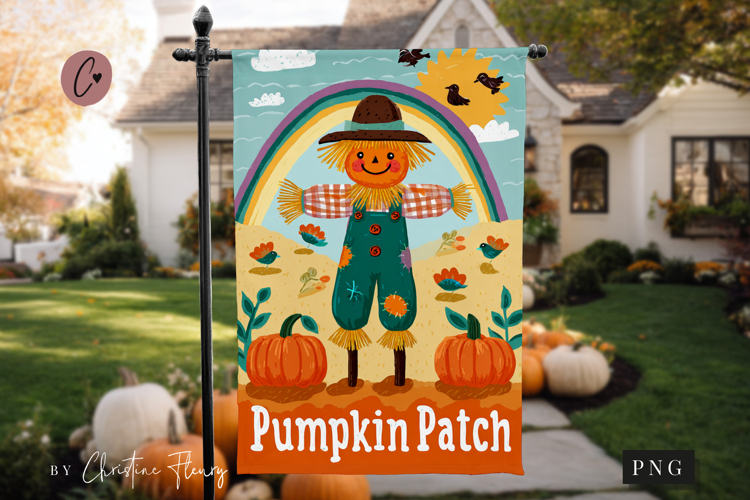 Cute Pumpkin Patch Garden Flag Sublimation Design