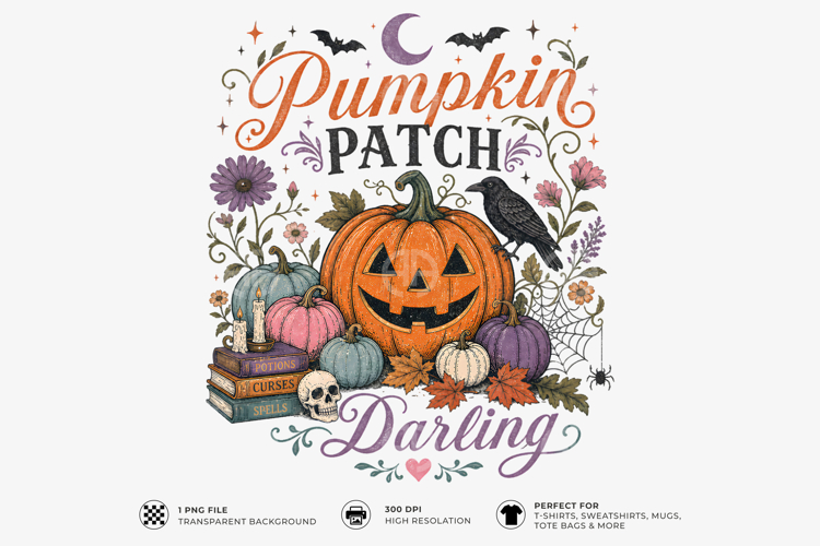 Pumpkin Patch Darling Halloween Sublimation T-Shirt Design