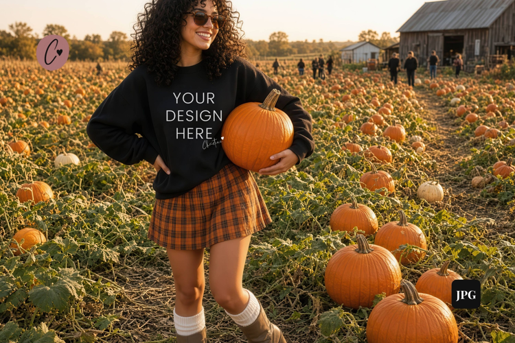 Fall Black Sweatshirt Model Mockup