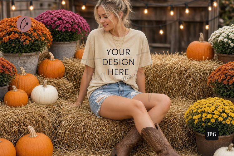 Fall Neutral Shirt Model Mockup