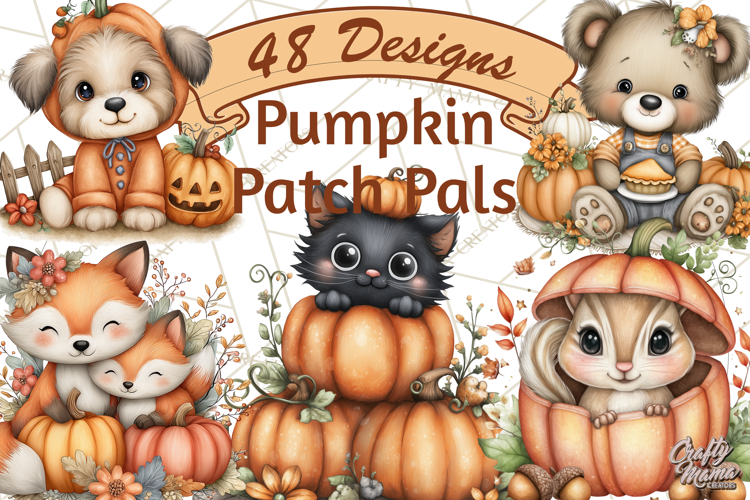 Pumpkin Patch Pals, Fall Woodland Animal Clipart PNG