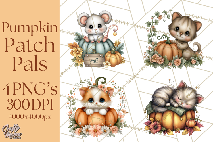 Pumpkin Patch Pals, Fall Woodland Animal Clipart PNG
