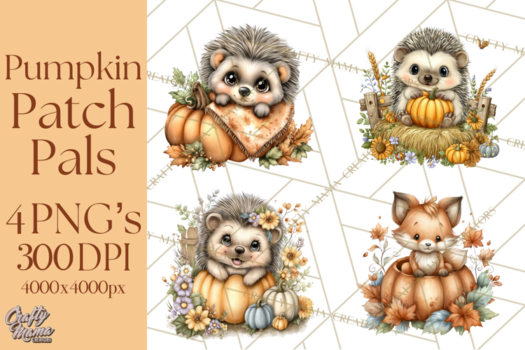 Pumpkin Patch Pals, Fall Woodland Animal Clipart PNG