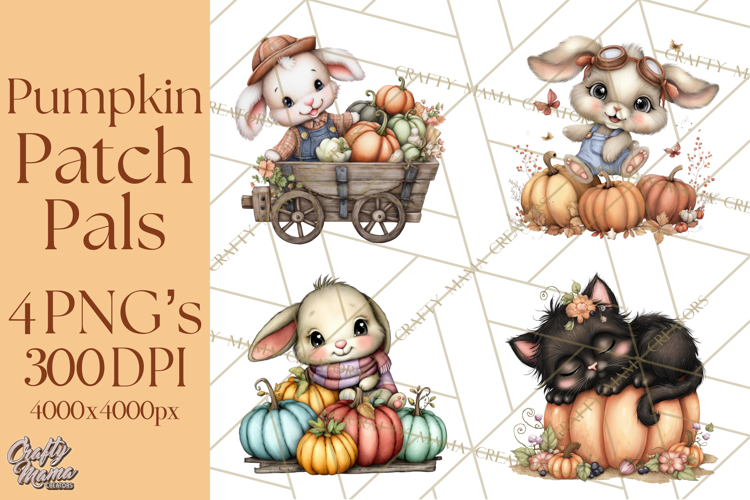 Pumpkin Patch Pals, Fall Woodland Animal Clipart PNG