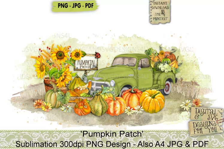 Pumpkin Patch | Fall Truck | Pumpkin | Harvest | Sublimation