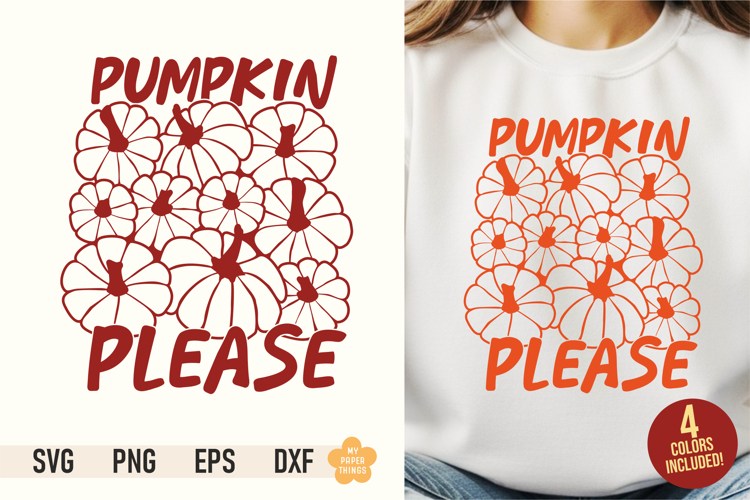 Pumpkin Please SVG Cut File | Fall Line Art PNG Sublimation