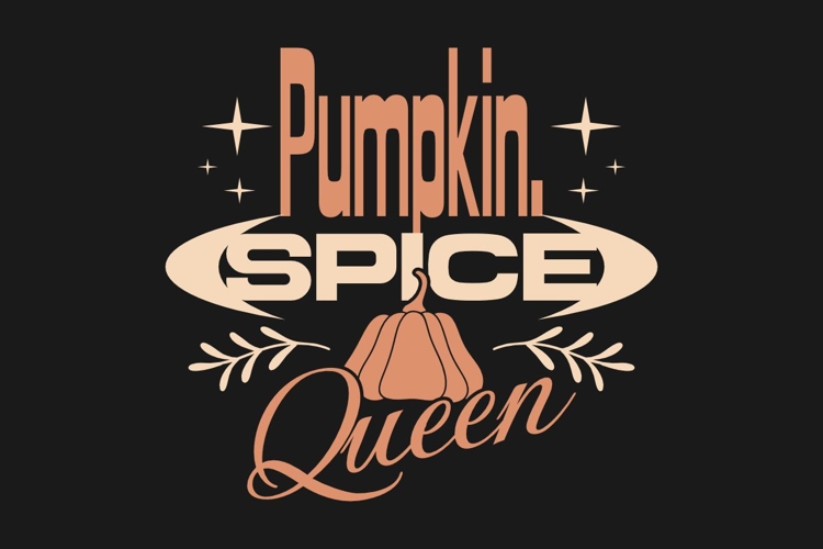 Pumpkin Spice Queen Typography Autumn T-shirt