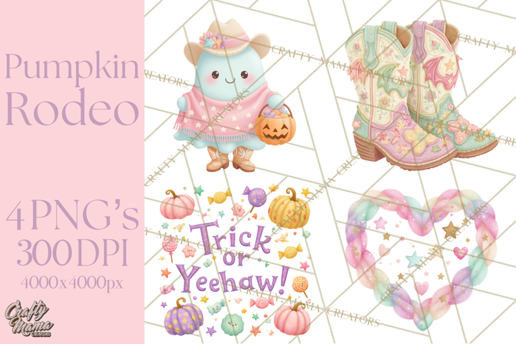 Pastel Pumpkin Rodeo Western Halloween PNG Clipart