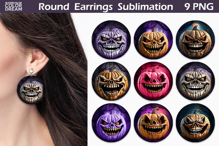 Pumpkin Halloween Round Earrings | 3D Pumpkin earrings