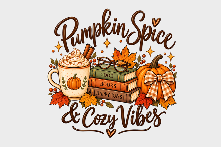 Pumpkin Spice & Cozy Vibes Fall Coffee Books Pumpkin T-Shirt