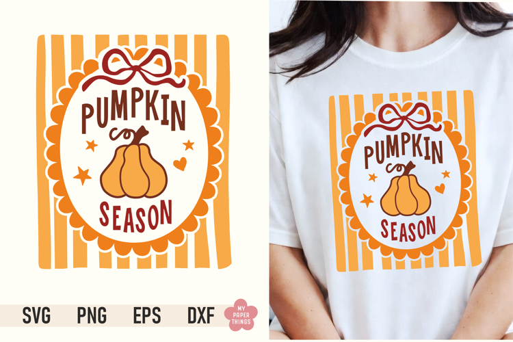 Pumpkin Season SVG PNG | Retro Pumpkin Sublimation Design