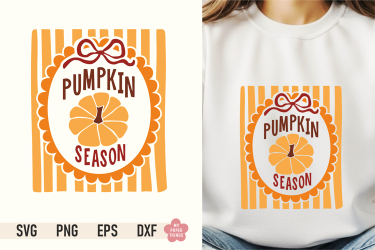 Cute Pumpkin Season SVG PNG Coquette Bow Fall Cut File
