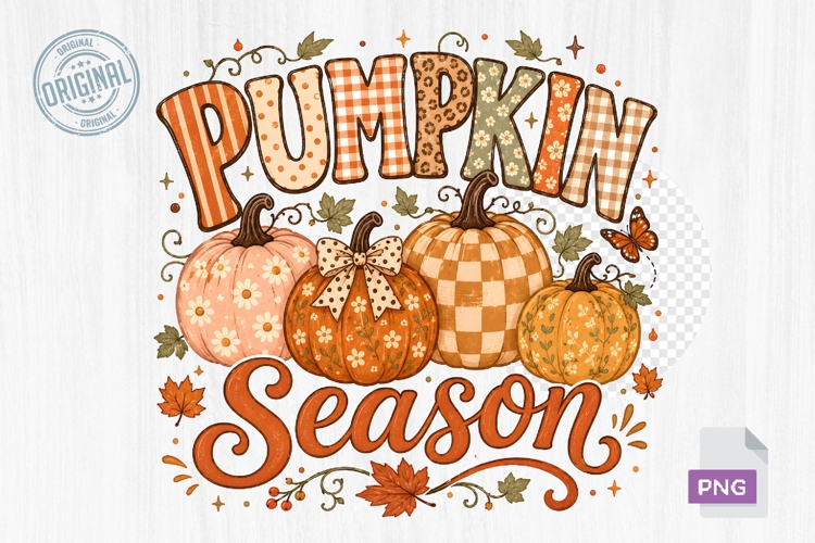 Pumpkin Season Floral Autumn Pumpkins PNG Sublimation Design