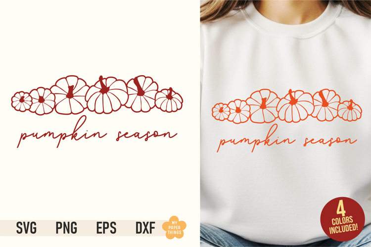 Pumpkin Season SVG Cut File | Fall Line Art PNG Sublimation