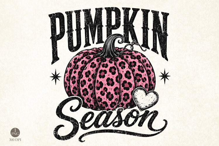 Pumpkin Season PNG, Western Leopard Fall Holiday Graphic example image 1