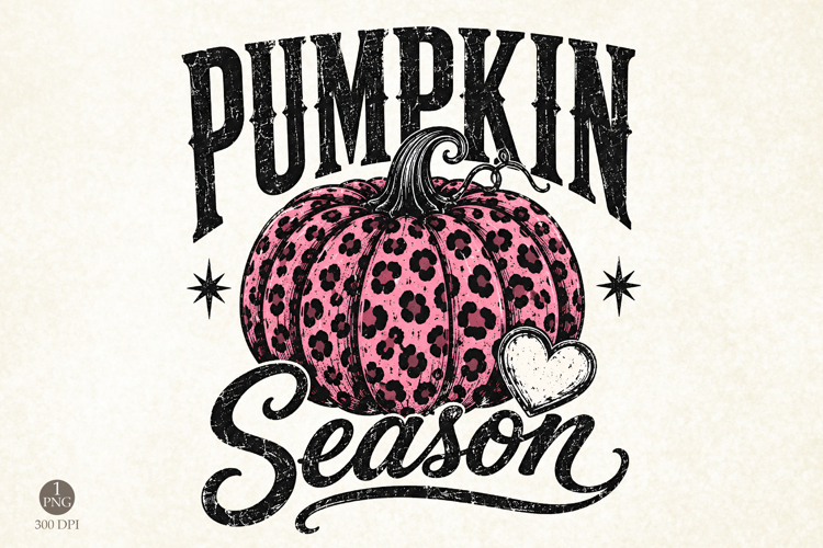 Pumpkin Season PNG, Western Leopard Fall Holiday Graphic