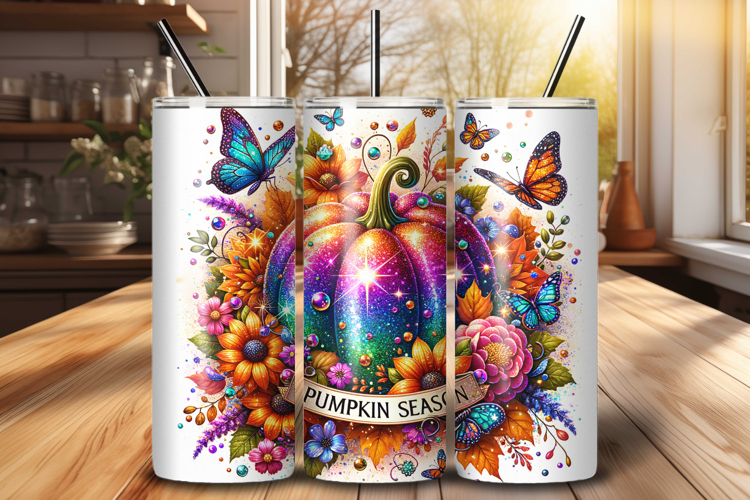 Glitter Pumpkin Season 20 oz Tumbler Wrap PNG File