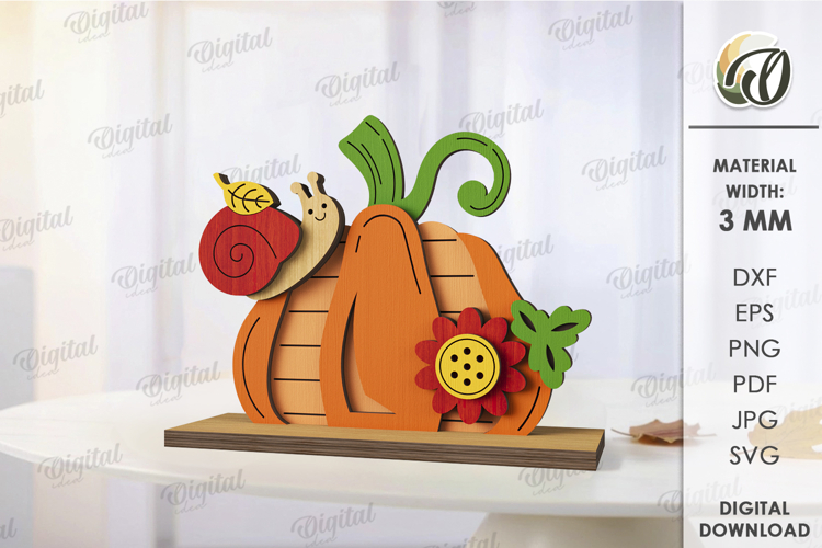 Pumpkin Shelf Sitter Laser Cut. Stand decor SVG example image 1