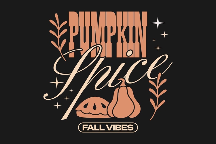 Pumpkin Spice Fall Vibes Typography T-shirt