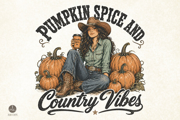 Pumpkin spice and country vibes Png, Fall shirt design example image 1