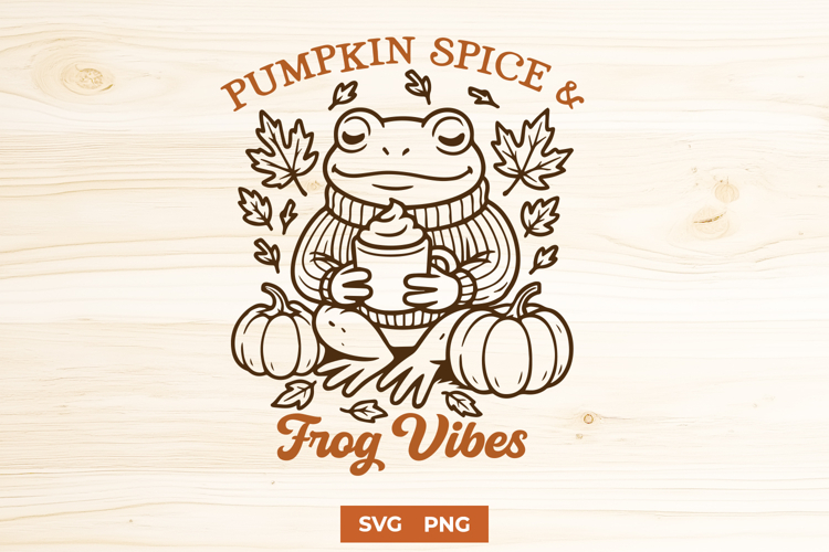 Pumpkin Spice Frog SVG | Cozy Fall Frog Clipart Autumn PNG