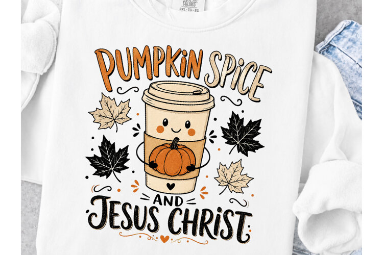 Pumpkin Spice And Jesus Christ PNG example image 1