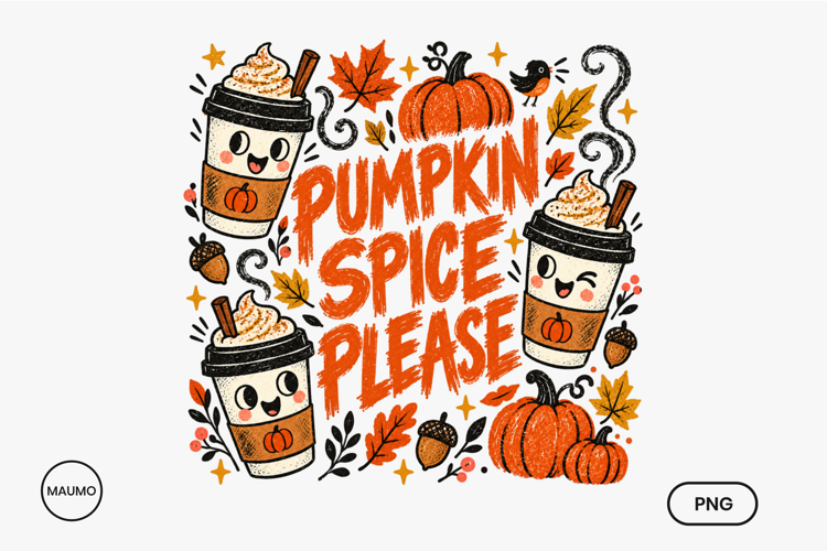 Pumpkin Spice Please Cute Fall Coffee Design