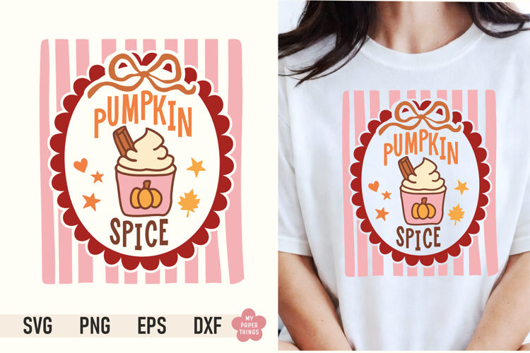 Pumpkin Spice SVG PNG | Retro Latte Sublimation Design